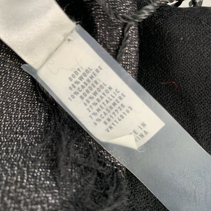MARC JACOBS Black Metallic Wool Cashmere Blend Scarves