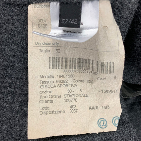 CALVIN KLEIN COLLECTION Size 42 Grey Charcoal Wool Notch Lapel Sport Coat