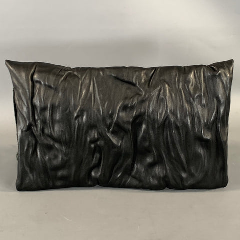 NO BRAND Black Wrinkled Leather Clutch Handbag