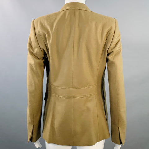 GUCCI Size 4 Tan Gold Wool Cashmere Blend Twill Safari Jacket Blazer