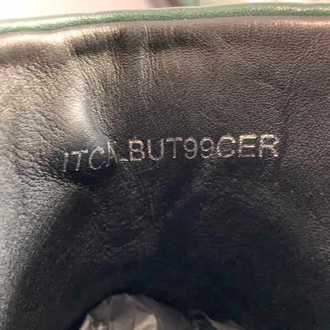 BURBERRY Size 9.5 Forest Green Leather Pull On Belted Boots