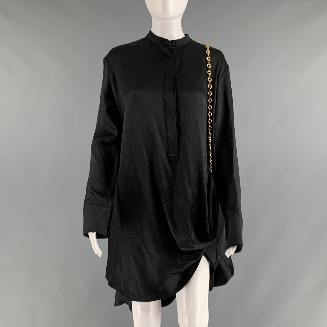 LOEWE Size 0 Black Gold Silk Chain Shirt  Dress