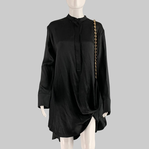 LOEWE Size 0 Black Gold Silk Chain Shirt  Dress