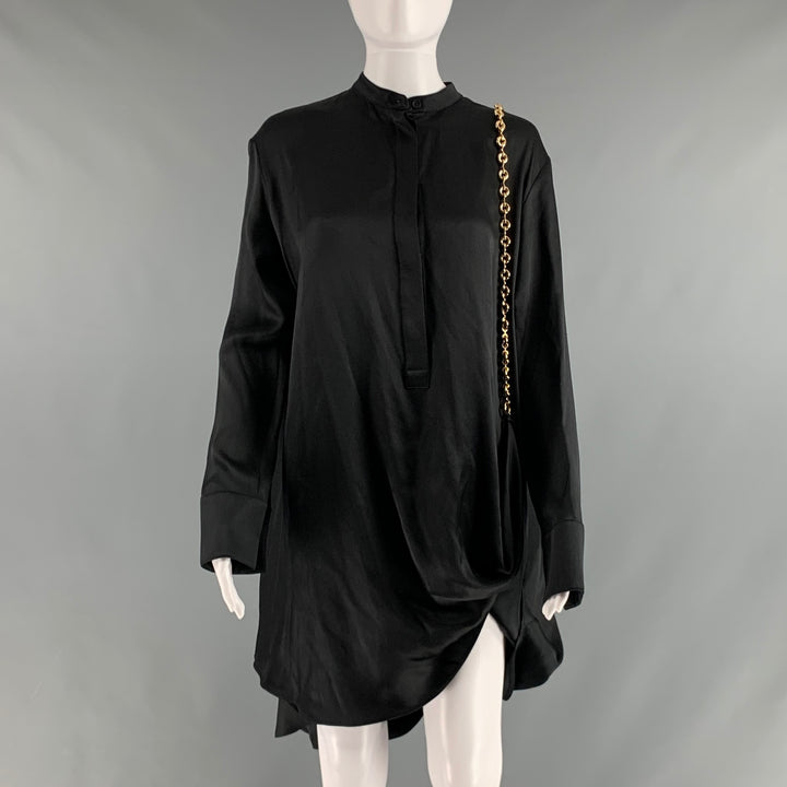 LOEWE Size 0 Black Gold Silk Chain Shirt  Dress