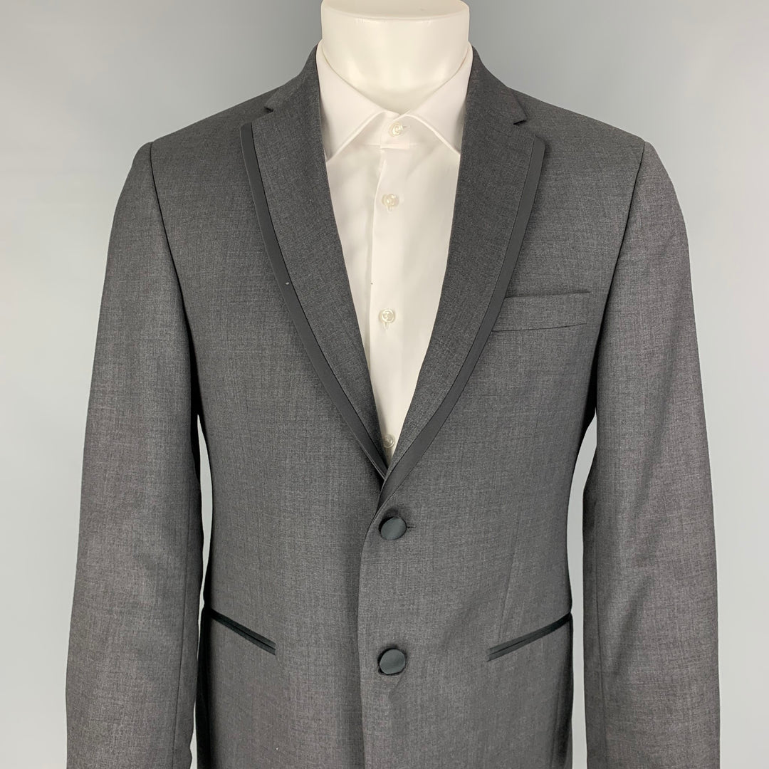 BLACK by VERA WANG Size 38 Grey Black Wool Notch Lapel Tuxedo Sport Coat