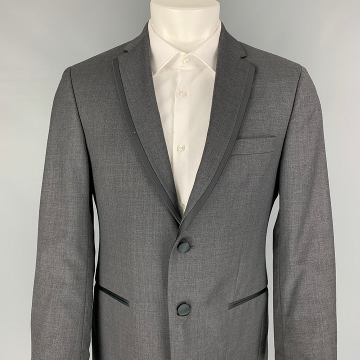 BLACK by VERA WANG Size 38 Grey Black Wool Notch Lapel Tuxedo Sport Coat