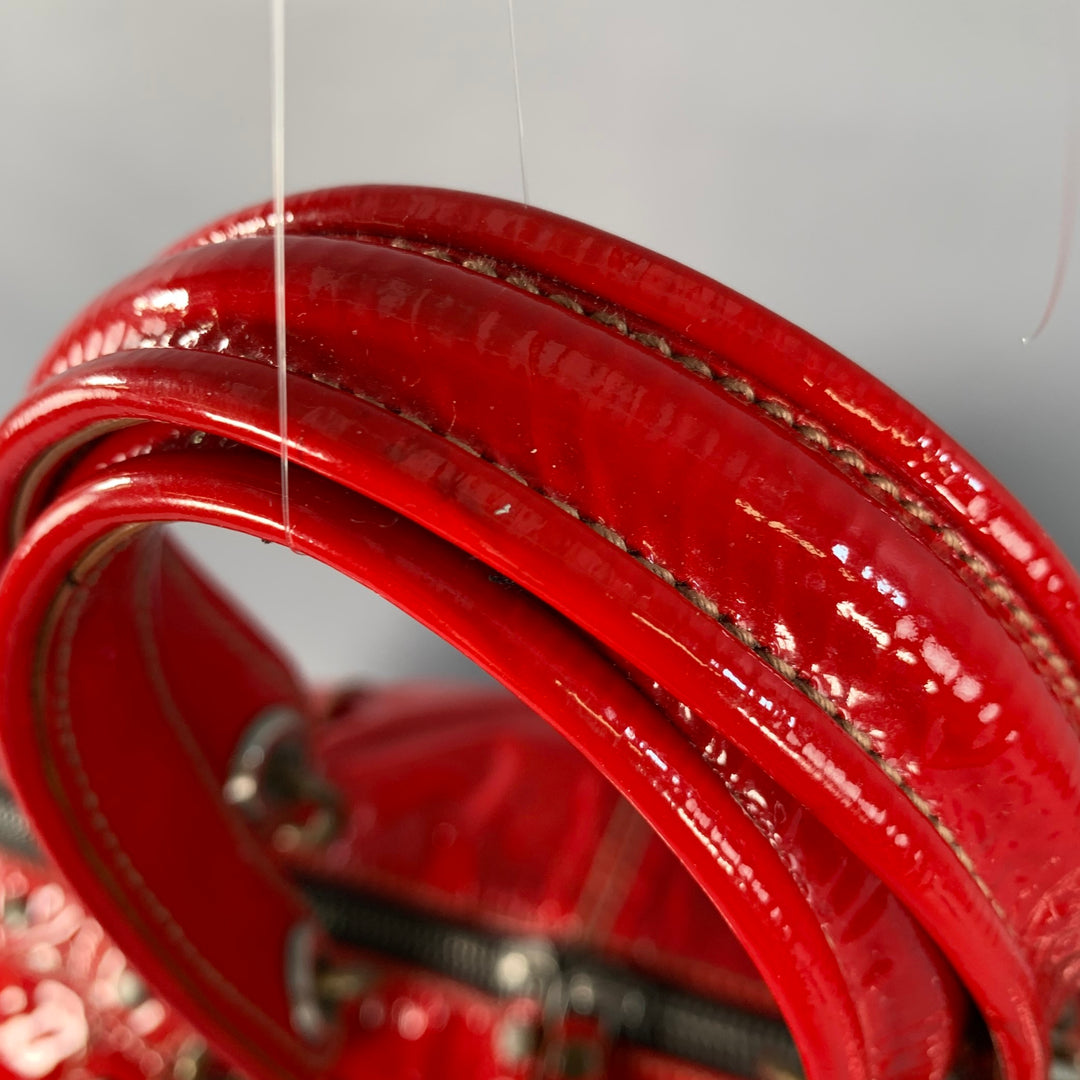 LANVIN Vintage Red Patent Leather Overnight Handbag
