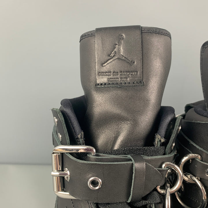 COMME des GARCONS x AJ1 FW19 Bondage Size 10 Black Leather High Top Sneakers