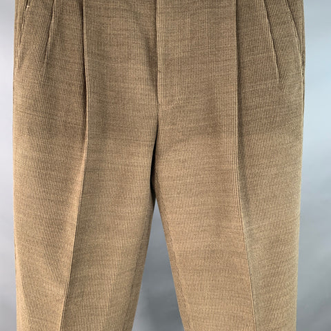 SAMUELSOHN Size 36 Tan Corduroy Merino Wool Pleated Zip Fly Casual Pants