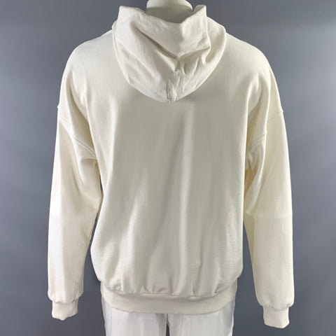 BLUE SKY INN Size L White Blue & Pink Graphic Cotton Hoodie Sweatshirt