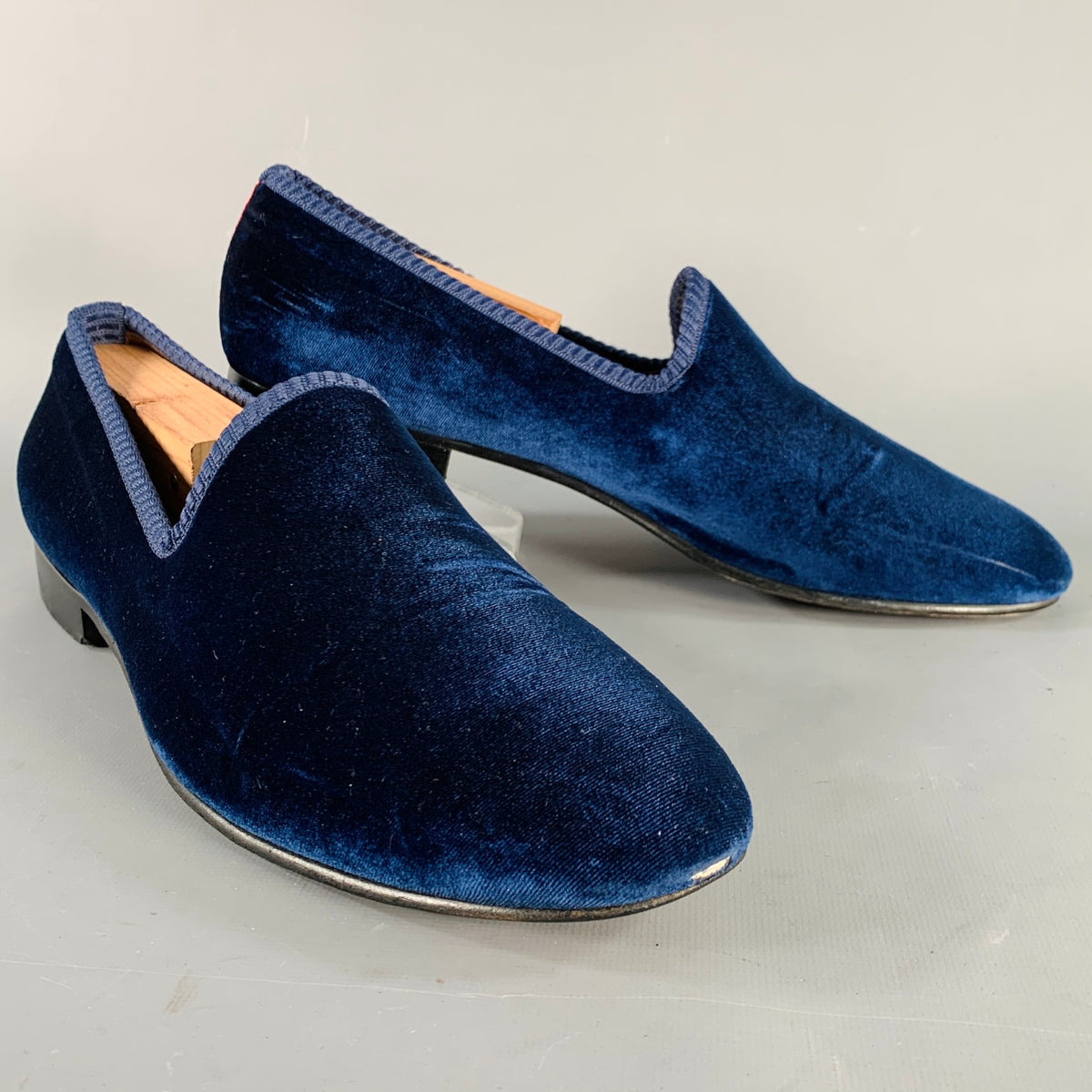 DEL TORO Size 11.5 Blue Red Velvet Slip On Loafers Del Toro DEL TORO Size 11.5 Blue Red Velvet Slip On Loafers  main image 4