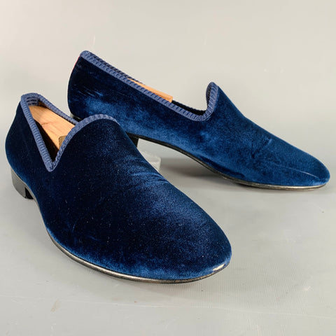 DEL TORO Size 11.5 Blue Red Velvet Slip On Loafers
