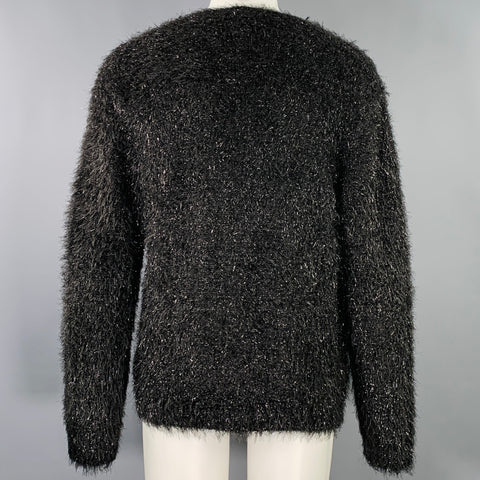 SUPREME Size M Black Textured Polyester Blend V-Neck Cardigan