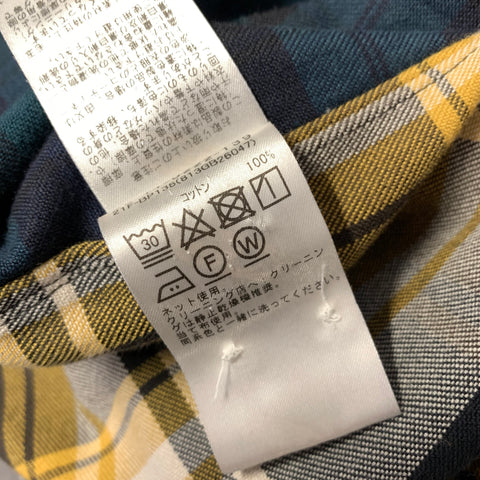 BEAMS Size XL Plaid Cotton Patchwork Long Sleeve Shirt