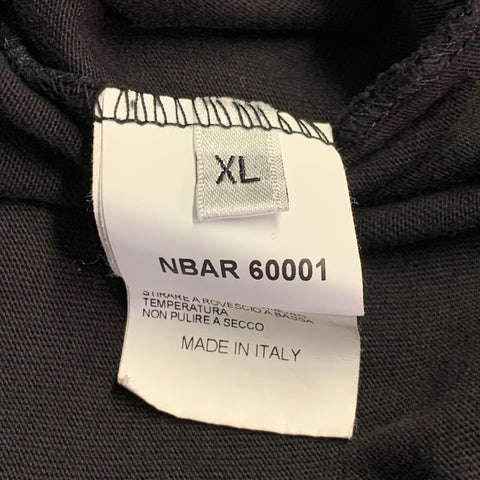 NEW BALANCE Size XL Unbalanced Black White Print Cotton Crew Neck T-shirt