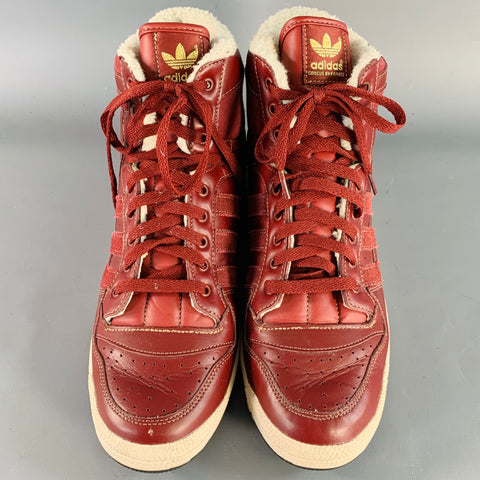 ADIDAS Winter 2012 Size 12 Decades OG Burgundy Off White Leather High Top Sneakers