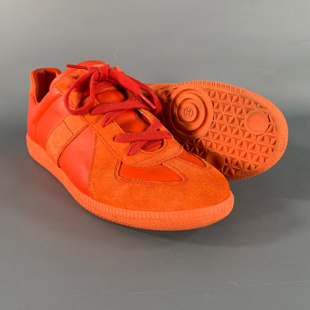 MAISON MARGIELA Size 9 Orange Leather 70's Sneakers