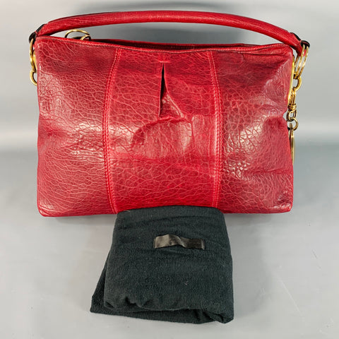 DONNA KARAN Burgundy Gold Leather Shoulder Handbag