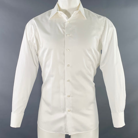 PETER PANOS Size S White Cotton French Cuff Curved Cutaway Long Sleeve Shirt