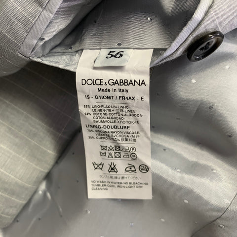DOLCE & GABBANA Size 46 Light Gray Stripe Linen Cotton Notch Lapel Suit