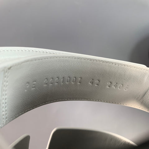 HERMES Size 9 White Black Leather Rubber Sole Sandals