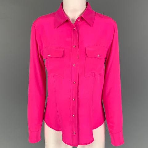 EQUIPMENT Size S Pink Silk Patch Pockets Shirt