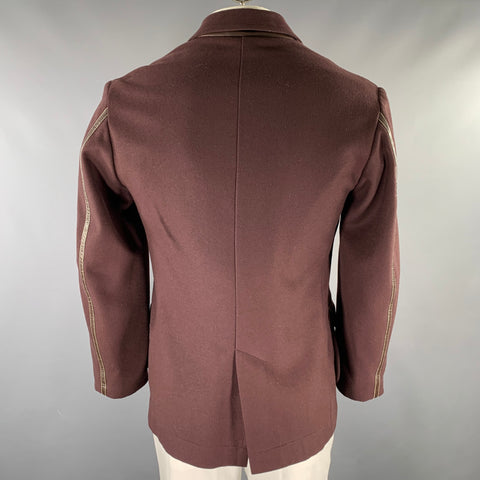 RYAN ROBERTS Size 40 Burgundy Embellishment Wool Cashmere Nylon Coat