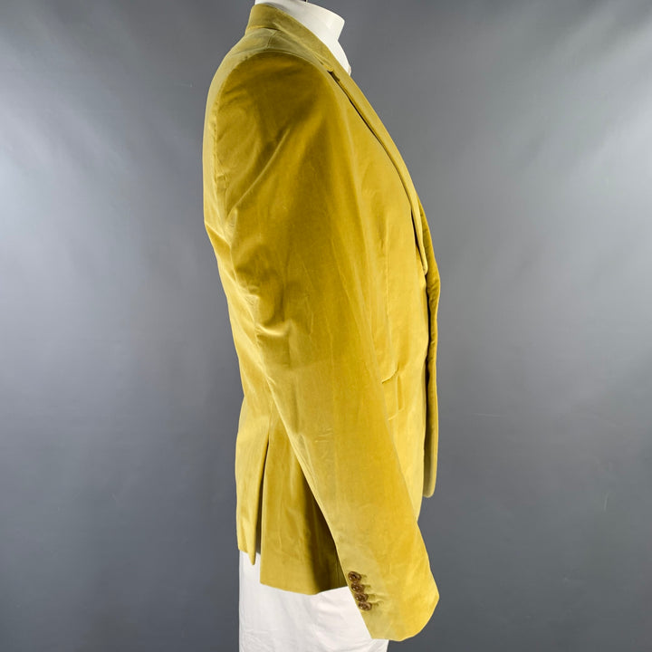 PAUL SMITH Chest Size 46 Regular Yellow Velvet Cotton Blend Sport Coat