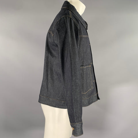 MUTIMER Size M Indigo Contrast Stitch Denim Trucker Jacket