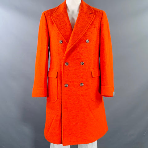 CANTARELLI Size 42 Orange Textured Wool Double Breasted Coat