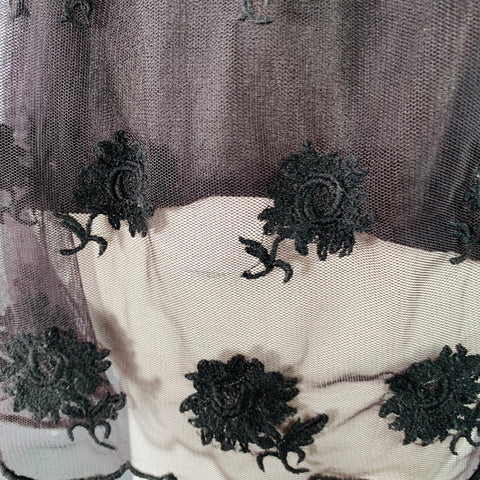 ULLA JOHNSON Size 0 Brown Black Nylon Mesh Lace Ruffle Dress Top