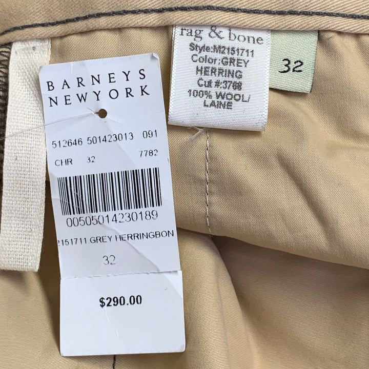 RAG & BONE Size 32 Charcoal Grey Herringbone Wool Tapered Casual Pants