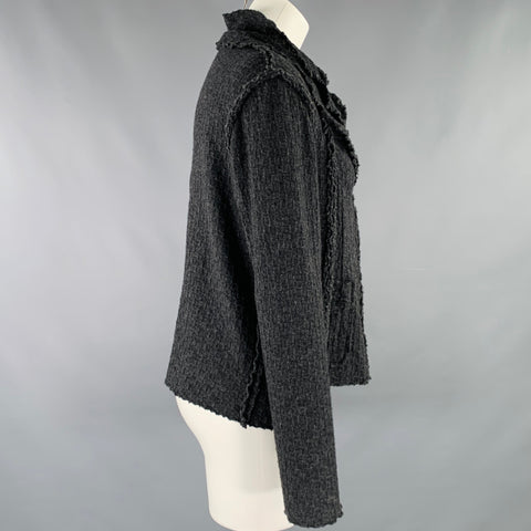 COMME des GARCONS Size S Black Charcoal Textured Asymmetrical Cardigan