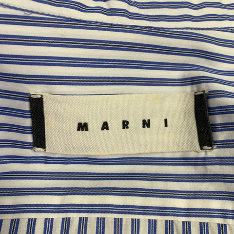 MARNI Size S Blue White Stripe Cotton Long Sleeve Shirt