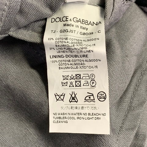 DOLCE & GABBANA Size 42 Grey Cotton Linen Notch Lapel Sport Coat