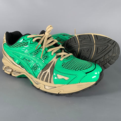 ASICS - GMBH Size 9 Green Black Mixed Materials Low Top Sneakers
