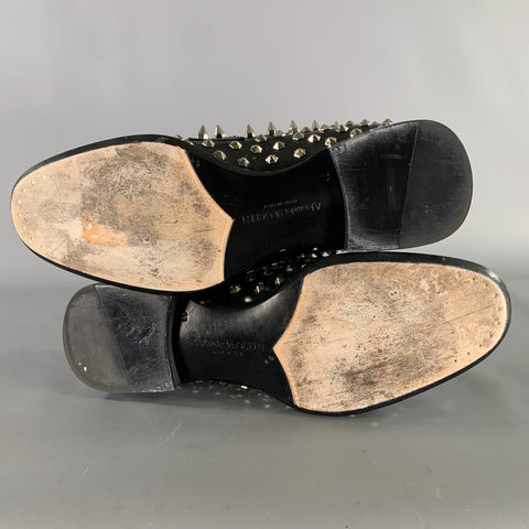 ALEXANDER MCQUEEN Size 10 Black Silver Studded Leather Slip On Loafers