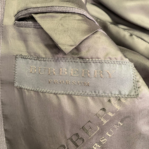 BURBERRY PRORSUM Size 42 Black Charcoal Stripe Virgin Wool Suit