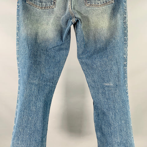 YVES SAINT LAURENT Size 32 Blue Wash Cotton Bootcut Button Fly Jeans