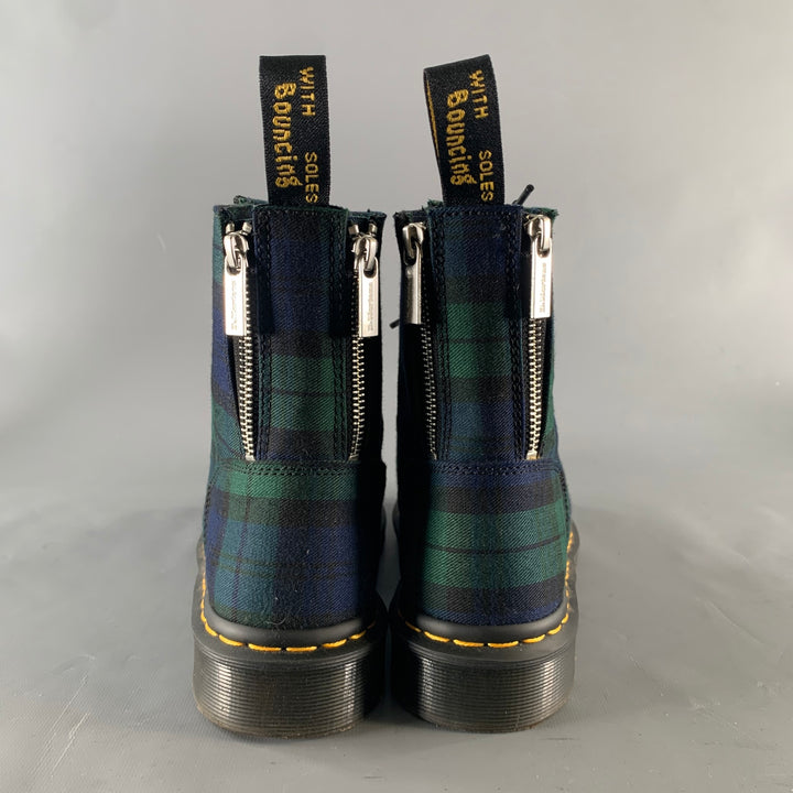 DR. MARTENS Size 10 Green Navy Blackwatch Plaid Wool Lace Up Boots