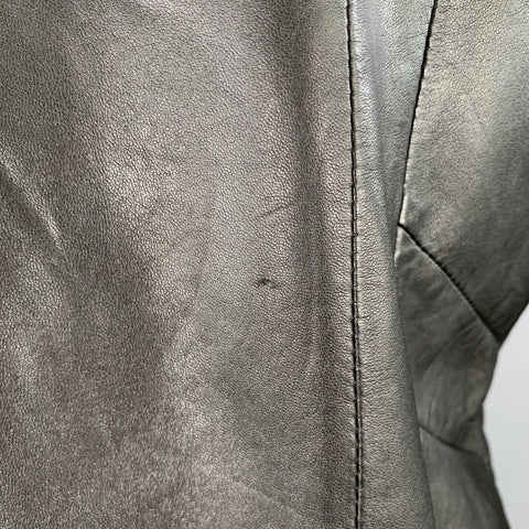 DIESEL BLACK GOLD Vintage Size M Black Leather Zip Up Hooded Jacket