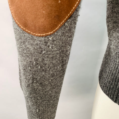 MAISON MARGIELA Size M Grey Brown Wool Suede Elbow Patches Sweater