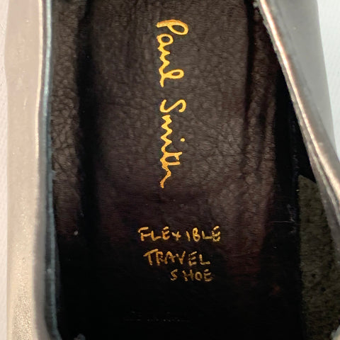 PAUL SMITH Size 10 Black Leather Derby Lace-Up Flexible Travel Shoes