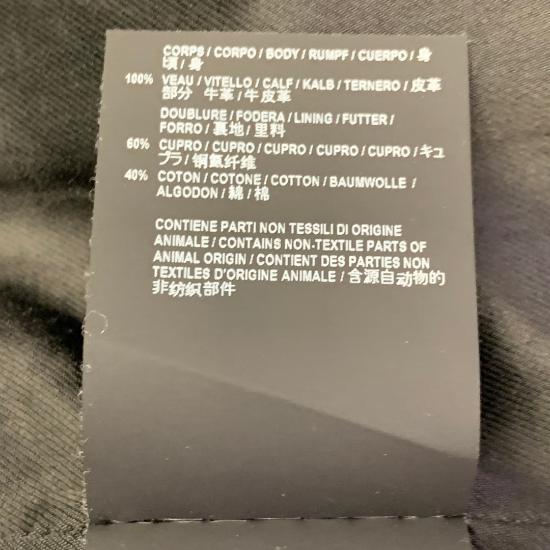 SAINT LAURENT Size M Black Calf Leather Belted Jacket