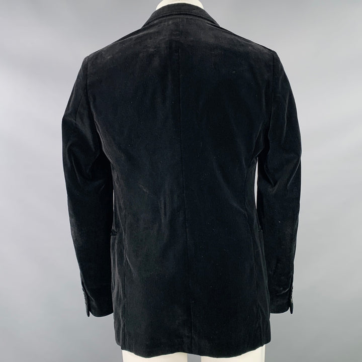 ARMANI COLLEZIONI Size 38 Regular Black Velvet Cotton Sport Coat