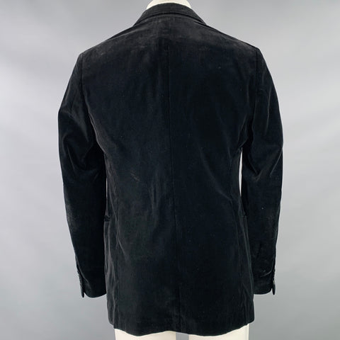 ARMANI COLLEZIONI Size 38 Regular Black Velvet Cotton Sport Coat