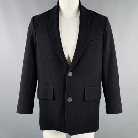 STUDIO NICHOLSON Size XS Mizumi Black Crepe Virgin Wool Blend Oversized Jacket