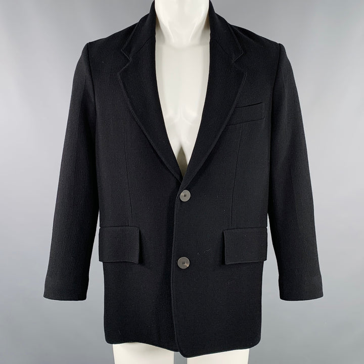 STUDIO NICHOLSON Size XS Mizumi Black Crepe Virgin Wool Blend Oversized Jacket