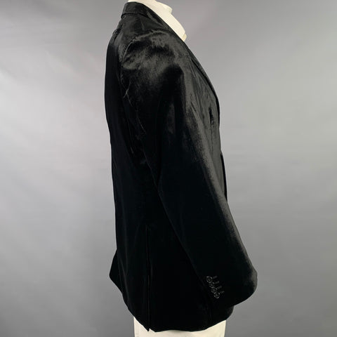 VERSACE COLLECTION Size 44 Black Velour Viscose Blend Sport Coat