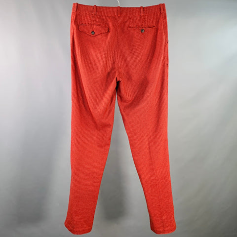 ADAM KIMMEL Size M Red Black Houndstooth Cotton Straight Zip Fly Dress Pants